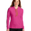 AP-44790-Women-Anvil® Ladies 100% Ring Spun Cotton Long Sleeve Hooded-Hot Pink / Neon Yellow-Front