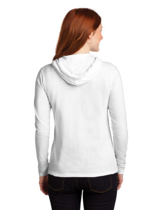 AP-44790-Women-Anvil® Ladies 100% Ring Spun Cotton Long Sleeve Hooded-White / Dark Grey-Back