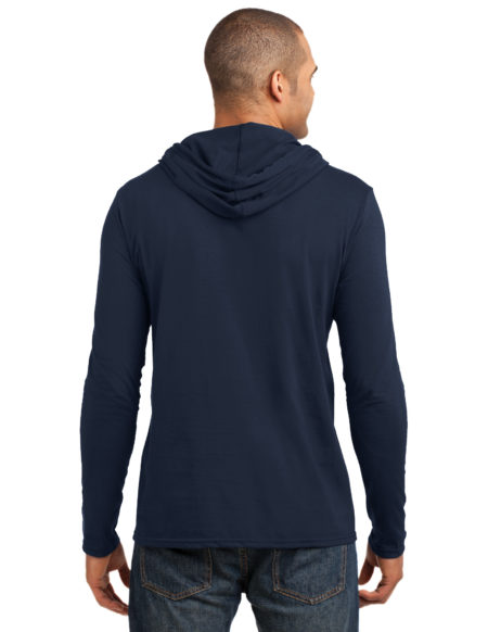 AP-44918-Men-Anvil® 100% Ring Spun Cotton Long Sleeve Hooded T-Shirt-Navy / Dark Grey-Back