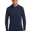 AP-44918-Men-Anvil® 100% Ring Spun Cotton Long Sleeve Hooded T-Shirt-Navy / Dark Grey-Front