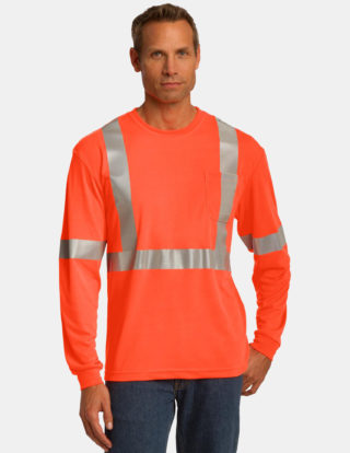 AP-48428-Men-CornerStone® ANSI 107 Class 2 Long Sleeve Safety-Safety Orange / Reflective-Front