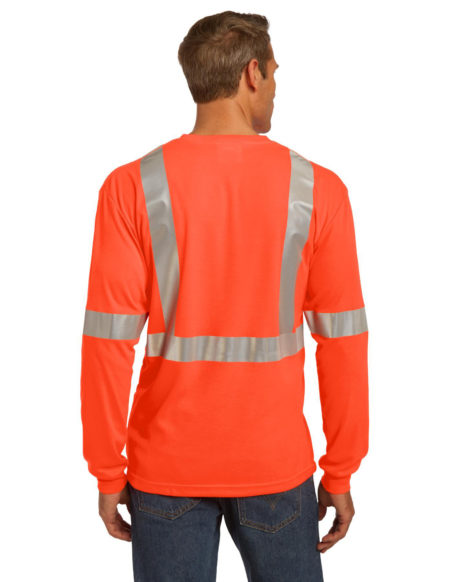 AP-48428-Men-CornerStone® ANSI 107 Class 2 Long Sleeve Safety- Safety Orange / Reflective-Back