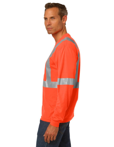 AP-48428-Men-CornerStone® ANSI 107 Class 2 Long Sleeve Safety- Safety Orange / Reflective-Left