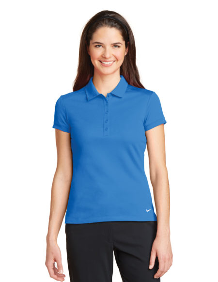 AP-47039-Women-Nike Golf Ladies Dri-FIT Solid Icon Pique Modern Fit Polo-Light Photo Blue-Front