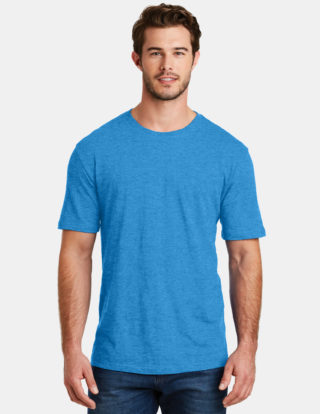 AP-48184-Men-District Made® Mens Perfect Blend® Crew Tee-Heathered Bright Turquoise-Front