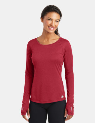 AP-47960-Women-OGIO® ENDURANCE Ladies Long Sleeve Pulse Crew-Ripped Red-Front