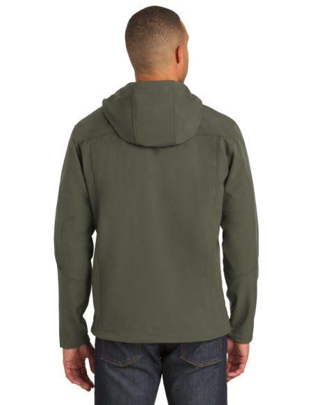 AP-64478-Men-Port Authority® Textured Hooded Soft Shell Jacket-Mineral Green/ Soft Orange-Back