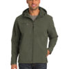 AP-64478-Men-Port Authority® Textured Hooded Soft Shell Jacket-Mineral Green/ Soft Orange-Front