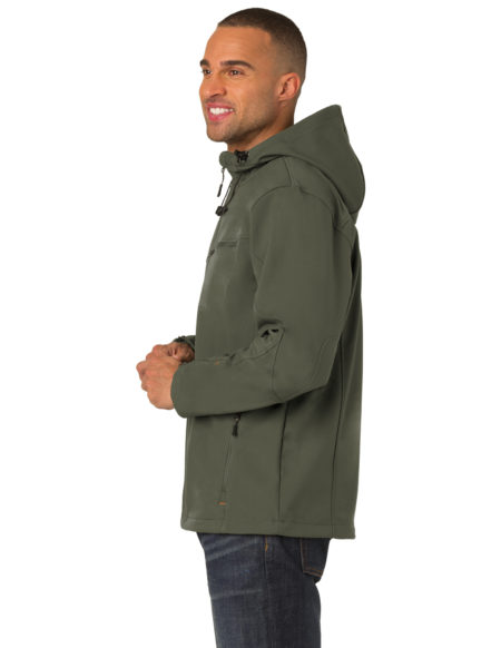 AP-64478-Men-Port Authority® Textured Hooded Soft Shell Jacket-Mineral Green/ Soft Orange-Left