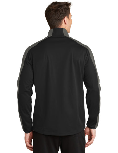 AP-64828-Men-Port Authority® Active Colorblock Soft Shell Jacket-Deep Black/ Grey Steel-Back