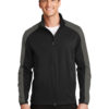 AP-64828-Men-Port Authority® Active Colorblock Soft Shell Jacket-Deep Black/ Grey Steel-Front