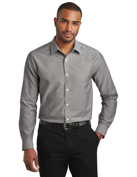 AP-63900-Men-Port Authority ® Slim Fit SuperPro ™ Oxford Shirt-Back-Front