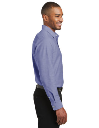 AP-63900-Men-Port Authority ® Slim Fit SuperPro ™ Oxford Shirt-Navy-Right