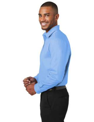 AP-63948-Men-Port Authority ® Slim Fit Carefree Poplin Shirt-Carolina blue-Left