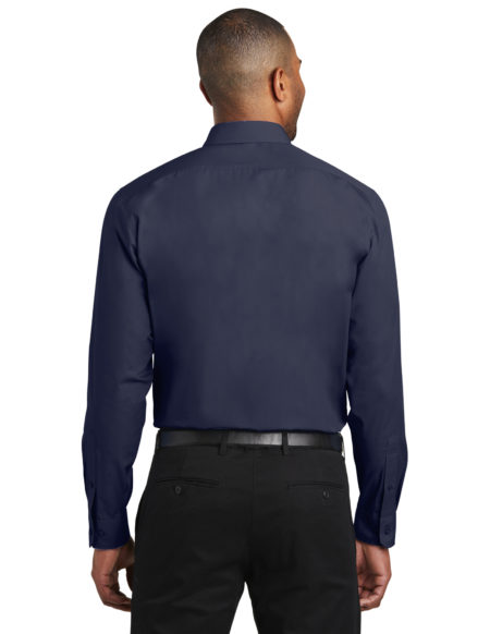 AP-63948-Men-Port Authority ® Slim Fit Carefree Poplin Shirt-River Blue Navy-Back