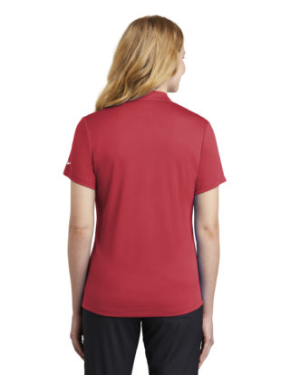 AP-67188-Women-Nike Ladies Dri-FIT Hex Textured V-Neck Top-Gym Red-Back