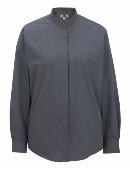 AP-72274-Women-Ladies’ Banded Collar Shirt-Dark Grey-Front