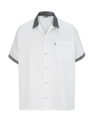 AP-73038-Button Front Shirt With Trim-Checker Trimmed-Front