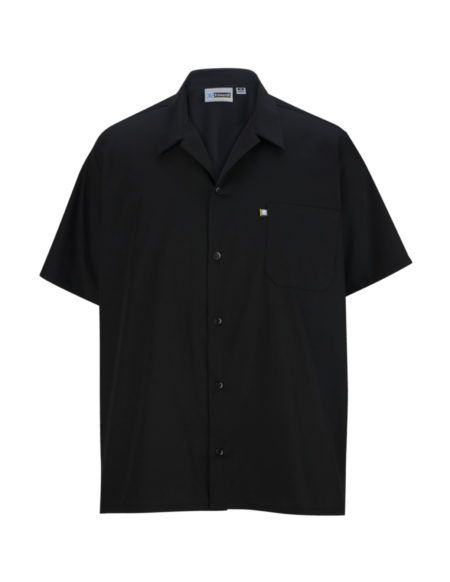 AP-72980-Button Front Shirt With Mesh Back-Black-Front