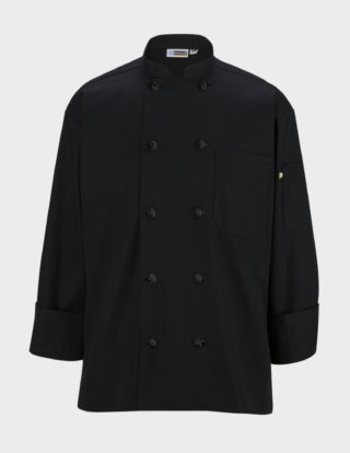 AP-73361-10 Knot Button Long Sleeve Chef Coat-Black-Front