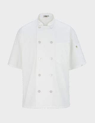 AP-73334-10 Button Short Sleeve Chef Coat-White-Front