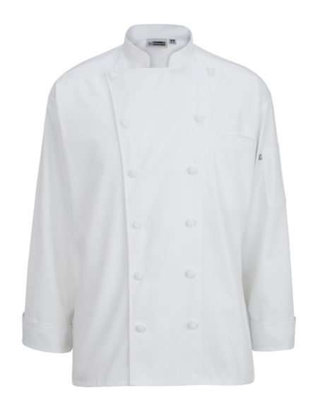 AP-73097-12 Cloth Button Classic Chef Coat-White-Front