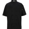 AP-73225-12 Button Short Sleeve Chef Coat With Mesh-Black-Front