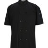 AP-73161-10 Button Short Sleeve Chef Coat With Mesh-Black-Front