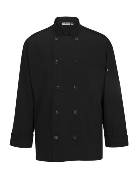 AP-73108-10 Button Chef Coat With Mesh-Black-Front