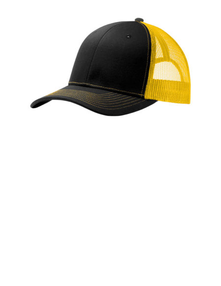 AP-74912-Port Authority® Snapback Trucker Cap-Black / Gold-Side