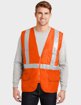 AP-76329-CornerStone® – ANSI 107 Class 2 Mesh Back Safety Vest-Safety Orange-Front