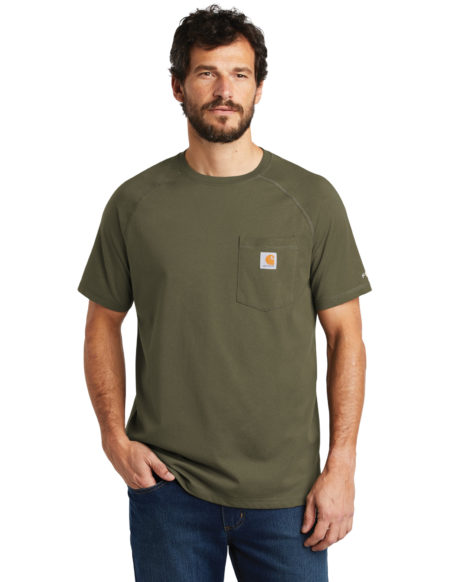 AP-69064-Men-Carhartt Force ® Cotton Delmont Short Sleeve T-Shirt-Moss-Front